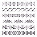 DNA helix. Spiral chromosome structure concept, horizontally spiral molecule, medical science DNA elements vector