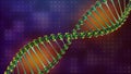 DNA helix spiral disease and illness. Glowing green. science and health 3d.