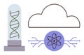 DNA Helix in Test Tube, Cloud Computing, and Atomic Circuit Illustration for Technology Themes Royalty Free Stock Photo