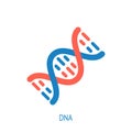 DNA helix. Vector flat icon. Molecule spiral with genetic code.