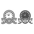 DNA human clock line and solid icon, human health concept, dna with alarm clock sign on white background, dna time icon Royalty Free Stock Photo