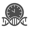 DNA human clock solid icon, human health concept, dna with alarm clock sign on white background, dna time icon in glyph Royalty Free Stock Photo