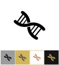 Dna icon, genetics human chromosome symbol on gold and white background