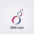 DNA Icon Logo Symbol - Gene Genetics Research Medical Science Human Health Emblem - Helix Pattern Infinity Concept Vector Royalty Free Stock Photo