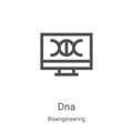 dna icon vector from bioengineering collection. Thin line dna outline icon vector illustration. Linear symbol for use on web and