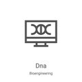 dna icon vector from bioengineering collection. Thin line dna outline icon vector illustration. Linear symbol for use on web and