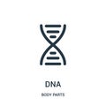 dna icon vector from body parts collection. Thin line dna outline icon vector illustration