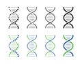 DNA icons for genetic analysis. Black and green molecule of helix shape. Concept of biotechnology, chemistry, biology. vector