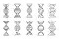 DNA icons set vector illustration. Coloring book collection. Royalty Free Stock Photo