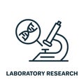 Dna Laboratory Research with Microscope Line Icon. Science Genetic Lab Analysis Linear Pictogram. Biology Test of Dna