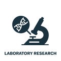 Dna Laboratory Research with Microscope Silhouette Icon. Science Genetic Lab Analysis Pictogram. Biology Test of Dna