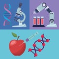 dna laboratory six icons Royalty Free Stock Photo