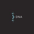 DNA logo template, medical innovation technology, DNA science development sign, vector icon on black background. Royalty Free Stock Photo