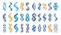 Dna logos color vector set. Molecular structure human animal genome lattice code icons, isolated on white background