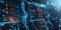 DNA medical screen , hologram, science hud data analysi Royalty Free Stock Photo