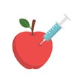 Dna modify red apple icon, flat style Royalty Free Stock Photo