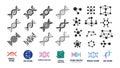 DNA molecular structure. Molecule icons, isolated lab signs. Chemical medical biotechnology research, genetic science