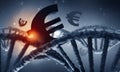 DNA molecule and euro sign Royalty Free Stock Photo