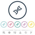 DNA molecule flat color icons in round outlines