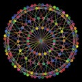 DNA Molecule Fractal Network Structure. Colorful DNA string connection concept, isolated on black background.
