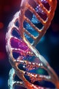 DNA molecule helix spiral on neon background. Genetics biotechnology and science. Eco concept for medical, research and Royalty Free Stock Photo