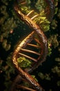 DNA molecule helix spiral on neon background. Genetics biotechnology and science. Eco concept for medical, research and Royalty Free Stock Photo