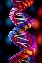 DNA molecule helix spiral on neon background. Genetics biotechnology and science. Eco concept for medical, research and Royalty Free Stock Photo