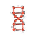 Dna molecule icon in comic style. Atom cartoon vector illustration on white isolated background. Molecular spiral splash effect Royalty Free Stock Photo