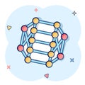 Dna molecule icon in comic style. Atom cartoon vector illustration on white isolated background. Molecular spiral splash effect Royalty Free Stock Photo