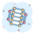 Dna molecule icon in comic style. Atom cartoon vector illustration on white isolated background. Molecular spiral splash effect Royalty Free Stock Photo