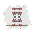 Dna molecule icon in comic style. Atom cartoon vector illustration on white isolated background. Molecular spiral splash effect Royalty Free Stock Photo