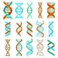 DNA molecule sign set, genetic elements and icons collection strand. Vector