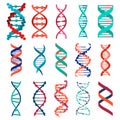 DNA molecule sign set, genetic elements and icons collection strand. Vector