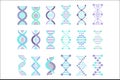 DNA molecule sign set, genetic personal code symbol vector illustration