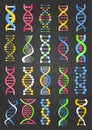 DNA Molecule Strand Signs Collection on Black