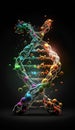 DNA molecule structure on a dark background. 3d render illustration. Royalty Free Stock Photo