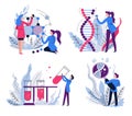 DNA and molecule structure, genetics science isolated icons Royalty Free Stock Photo