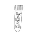 DNA molecule in test tube. Simple doodle concept for DNA testing, genome research, biotechnology.