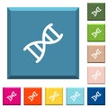 DNA molecule white icons on edged square buttons
