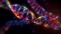 DNA molecules. Colorful of human chromosomes. Medicine. Medical science and biotechnology. Gene cell concept. Generative AI