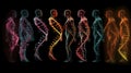 DNA molecules. Colorful of human chromosomes. Medicine. Medical science and biotechnology. Gene cell concept. Generative AI