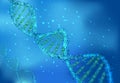 DNA molecules on sciences on blue background