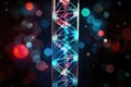 dna molecules in a test tube with glowing data symbols Royalty Free Stock Photo