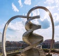 DNA monument by Charles Jenks on top of the mound of the Portello Park, Milan, Italy