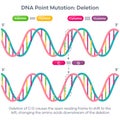 DNA point mutation base pair deletion genetic educational graphic Royalty Free Stock Photo