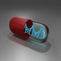 DNA nano therapy. Gene nanomedicine with capsule case 3d