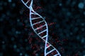 DNA particles and diffused glowing lines, 3d rendering