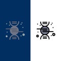 Dna, Research, Science  Icons. Flat and Line Filled Icon Set Vector Blue Background Royalty Free Stock Photo