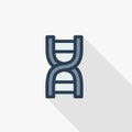 DNA, science genetic, molecule, biology thin line flat color icon. Linear vector symbol. Colorful long shadow design.