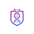 dna and shield logo, genetic protection vector Royalty Free Stock Photo